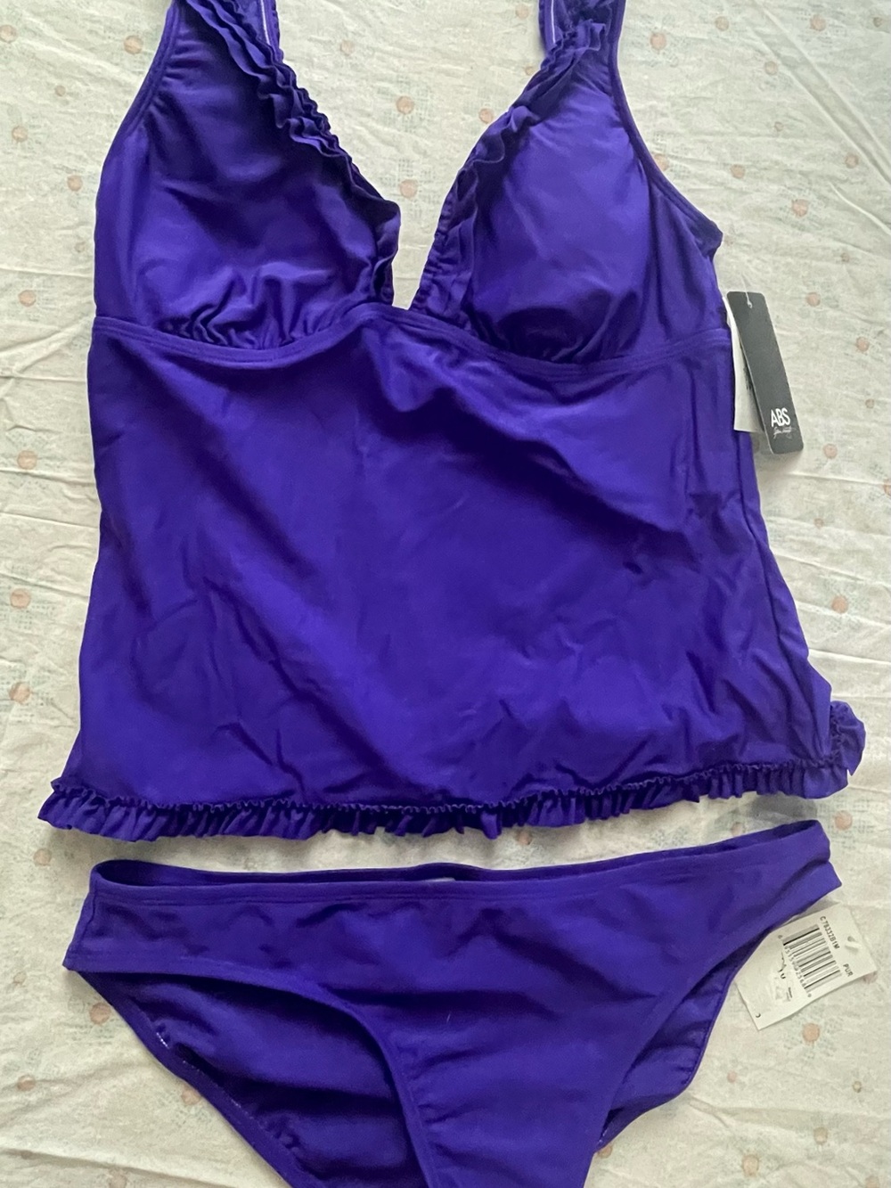 ABS Allen Schwartz Purple Tankini Bikini Set